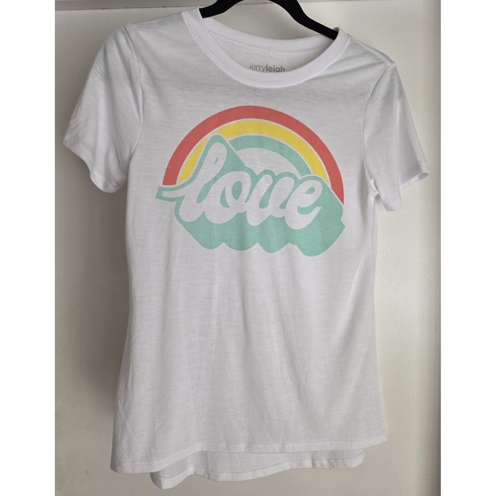 Jerryleigh Graphic T-Shirt Women S White Short Sleeve Round Neck Casual Tee Top